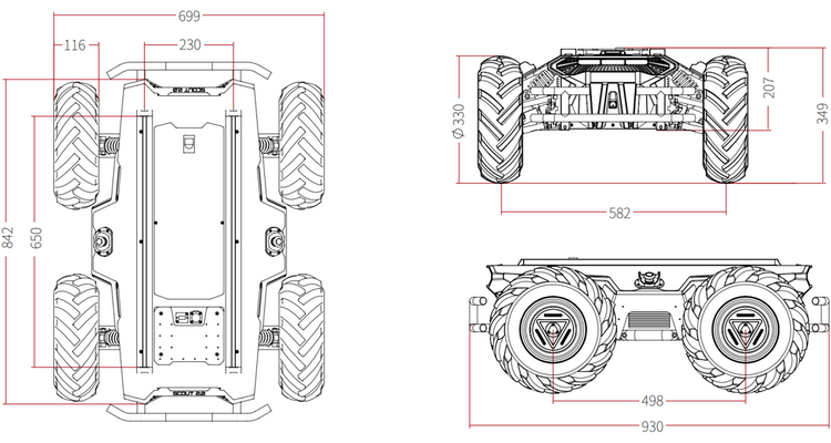 Agile High Performance RC Control Off Road Robotic Chassis - SCOUT 2.0